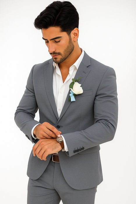Mens Cotton Suit - Charcoal Summer Suit