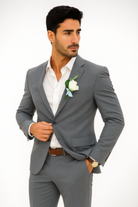 Mens Cotton Suit - Charcoal Summer Suit