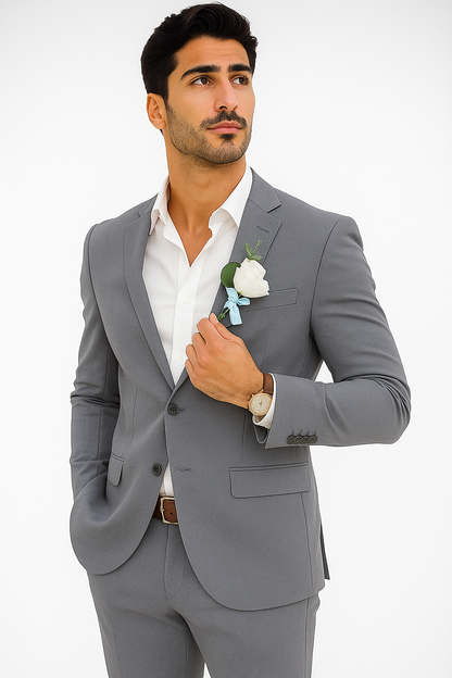 Mens Cotton Suit - Charcoal Summer Suit - Image 9
