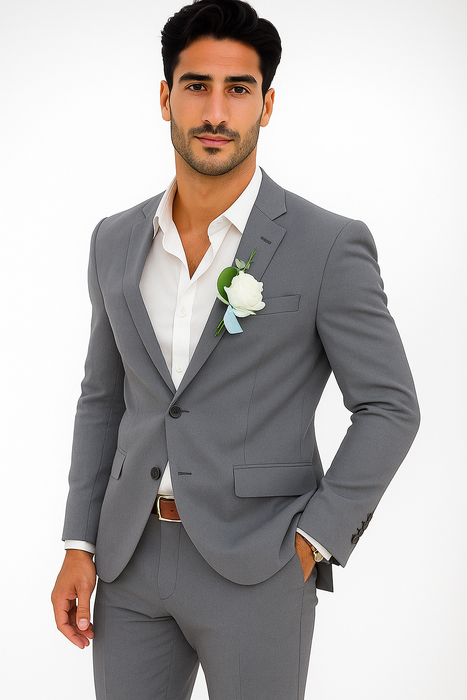 Mens Cotton Suit - Charcoal Summer Suit