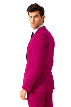 Mens Cotton Fabric Suit - Fuchsia Suit For Summer - Image 2