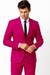 Mens Cotton Fabric Suit - Fuchsia Suit For Summer