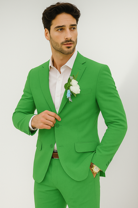 Mens Cotton Suit - Lime Summer Suit