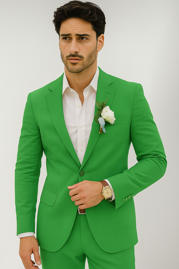 Mens Cotton Suit - Lime Summer Suit - Image 5