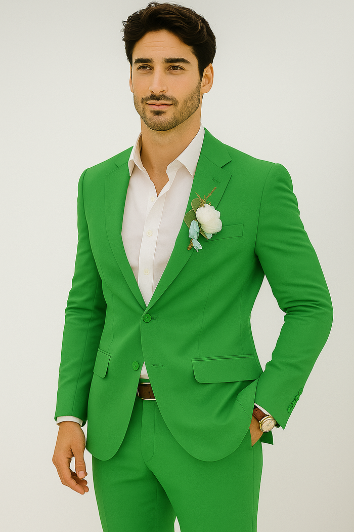 Mens Cotton Suit - Lime Summer Suit - Image 6