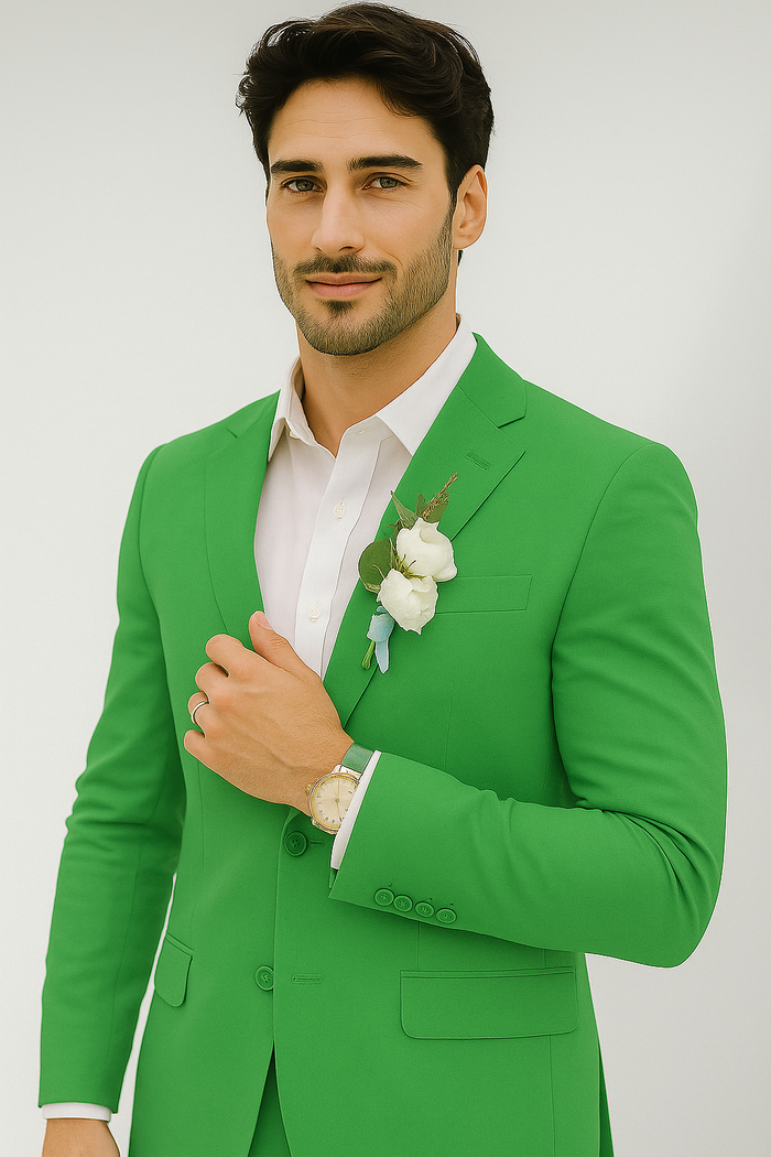 Mens Cotton Suit - Lime Summer Suit - Image 8