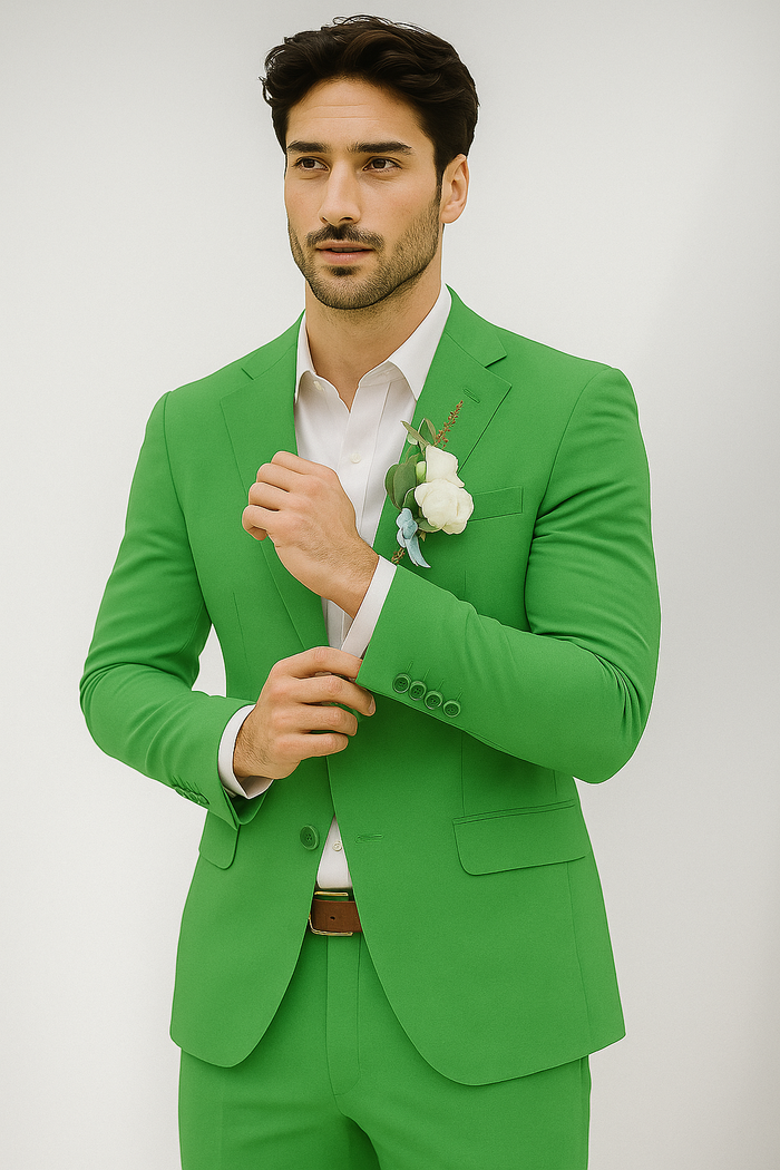 Mens Cotton Suit - Lime Summer Suit - Image 10