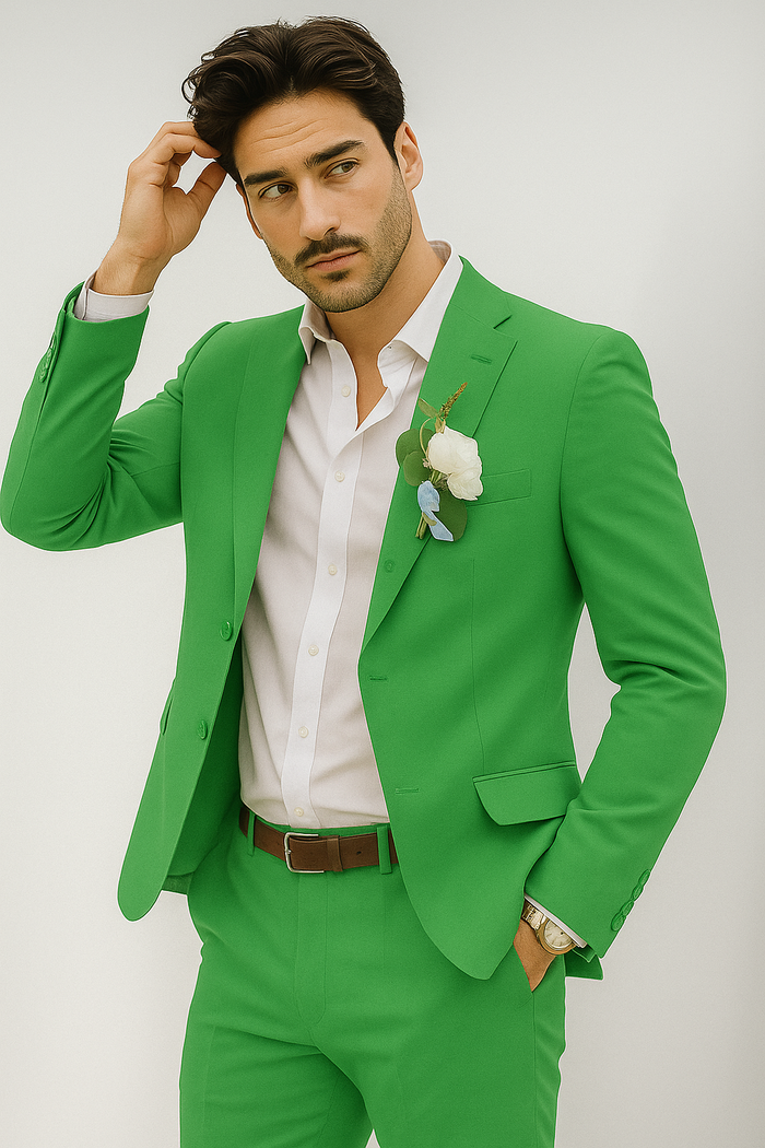 Mens Cotton Suit - Lime Summer Suit - Image 3