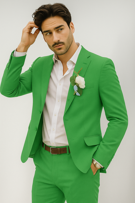 Mens Cotton Suit - Lime Summer Suit