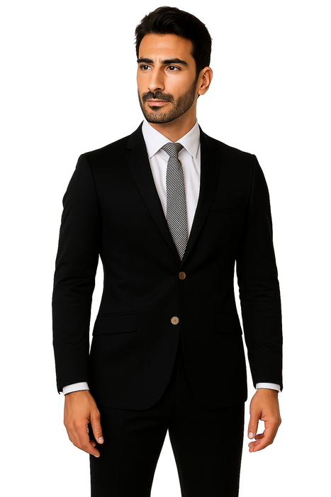 Mens Cotton Fabric Suit - Black Suit For Summer