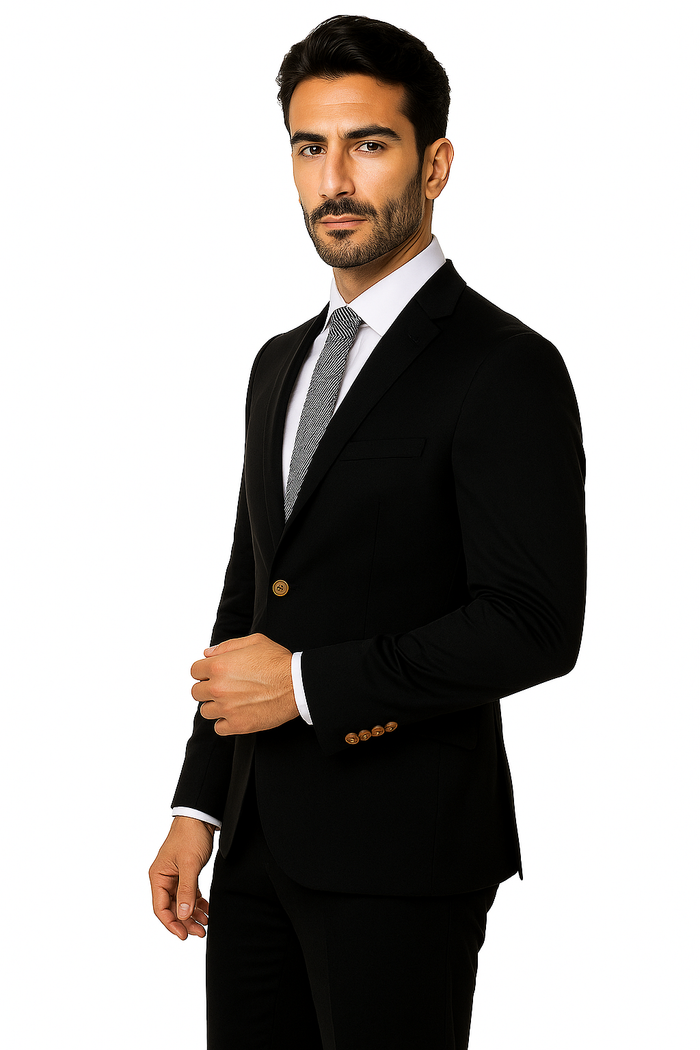 Mens Cotton Fabric Suit - Black Suit For Summer - Image 3