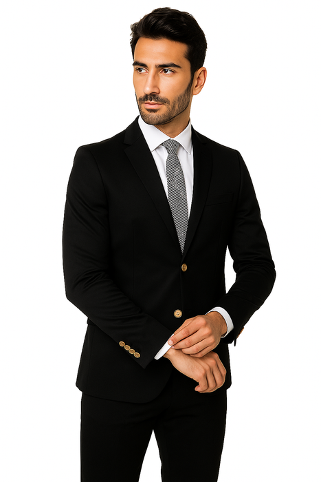 Mens Cotton Fabric Suit - Black Suit For Summer