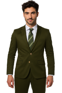 Mens Cotton Fabric Suit - Olive Suit For Summer