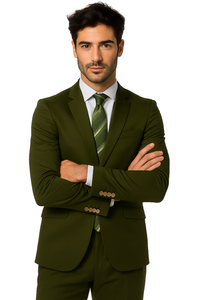 Mens Cotton Fabric Suit - Olive Suit For Summer
