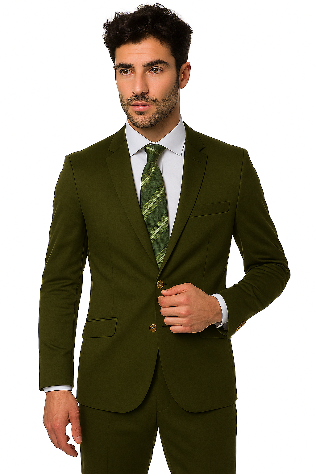 Mens Cotton Fabric Suit - Olive Suit For Summer - Image 5