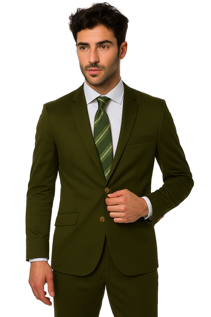 Mens Cotton Fabric Suit - Olive Suit For Summer - Image 5