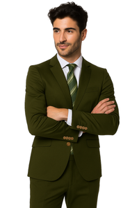 Mens Cotton Fabric Suit - Olive Suit For Summer