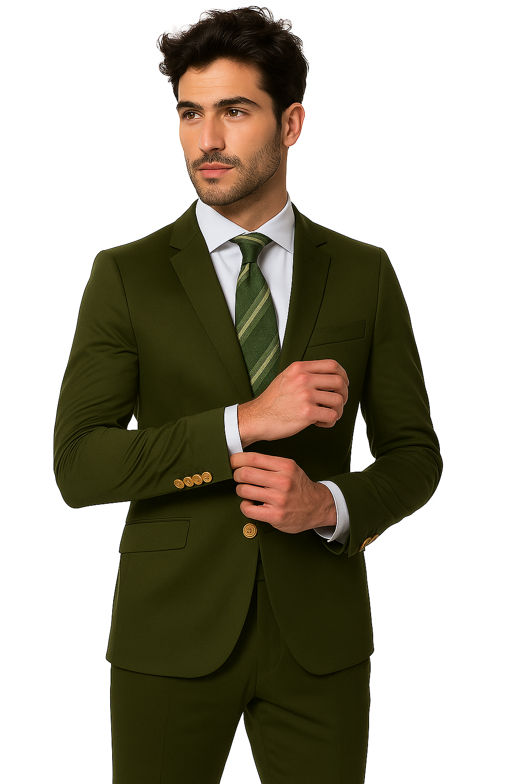 Mens Cotton Fabric Suit - Olive Suit For Summer - Image 6