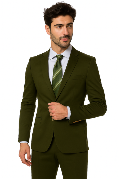 Mens Cotton Fabric Suit - Olive Suit For Summer - Image 4