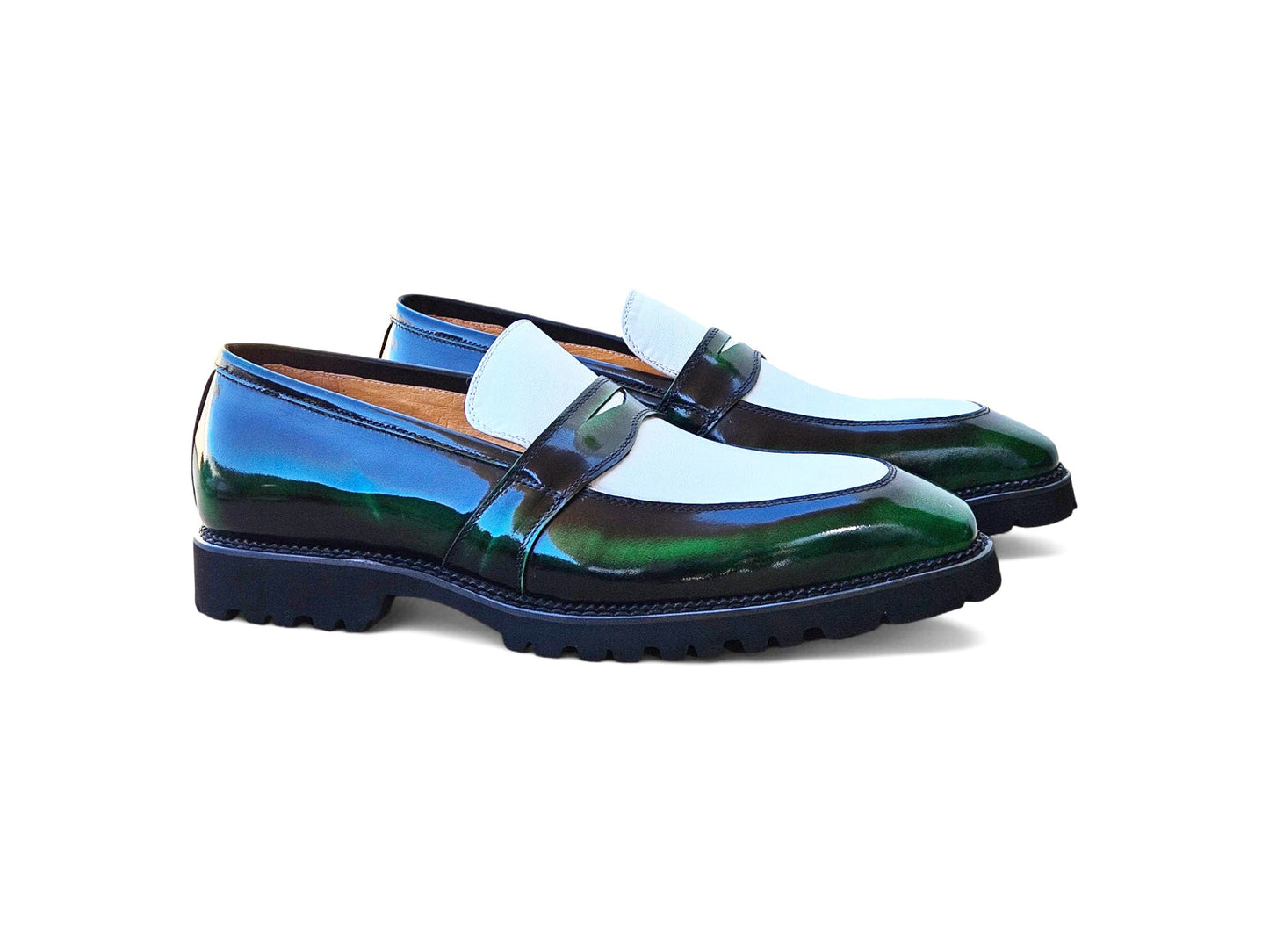 Carrucci Two Tone Patent Leather Penny Loafer