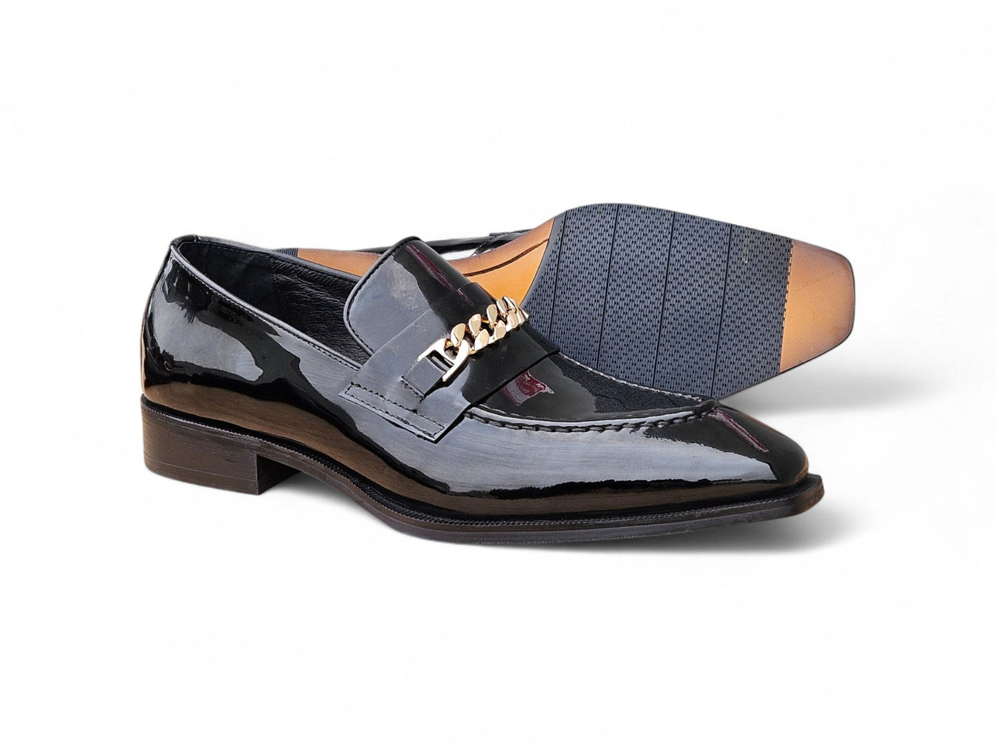Amber Patent Leather Chain Loafer - Image 13