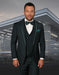 Mens Vested Shawl Lapel Tuxedo With Satin Trim in Hunter Green
