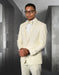 Mens Vested Shawl Lapel Tuxedo With Satin Trim in Ivory