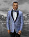 Mens Mini Circle Print Shawl Lapel Tuxedo in Royal Blue
