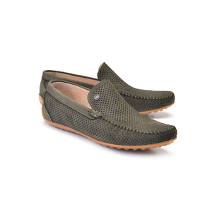 P00025-2301-perforated Driving shoe Green