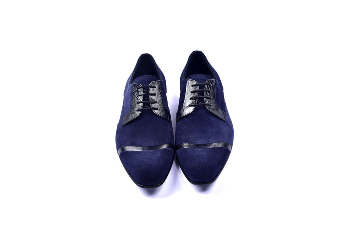 C0014031-2432 Cap toe Suede and lizard- Navy - Image 4