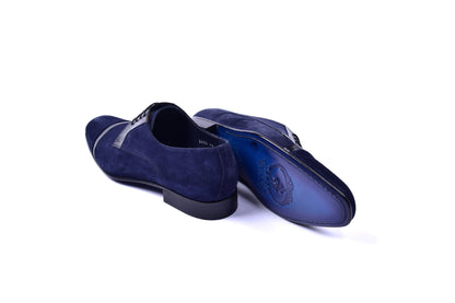 C0014031-2432 Cap toe Suede and lizard- Navy - Image 3