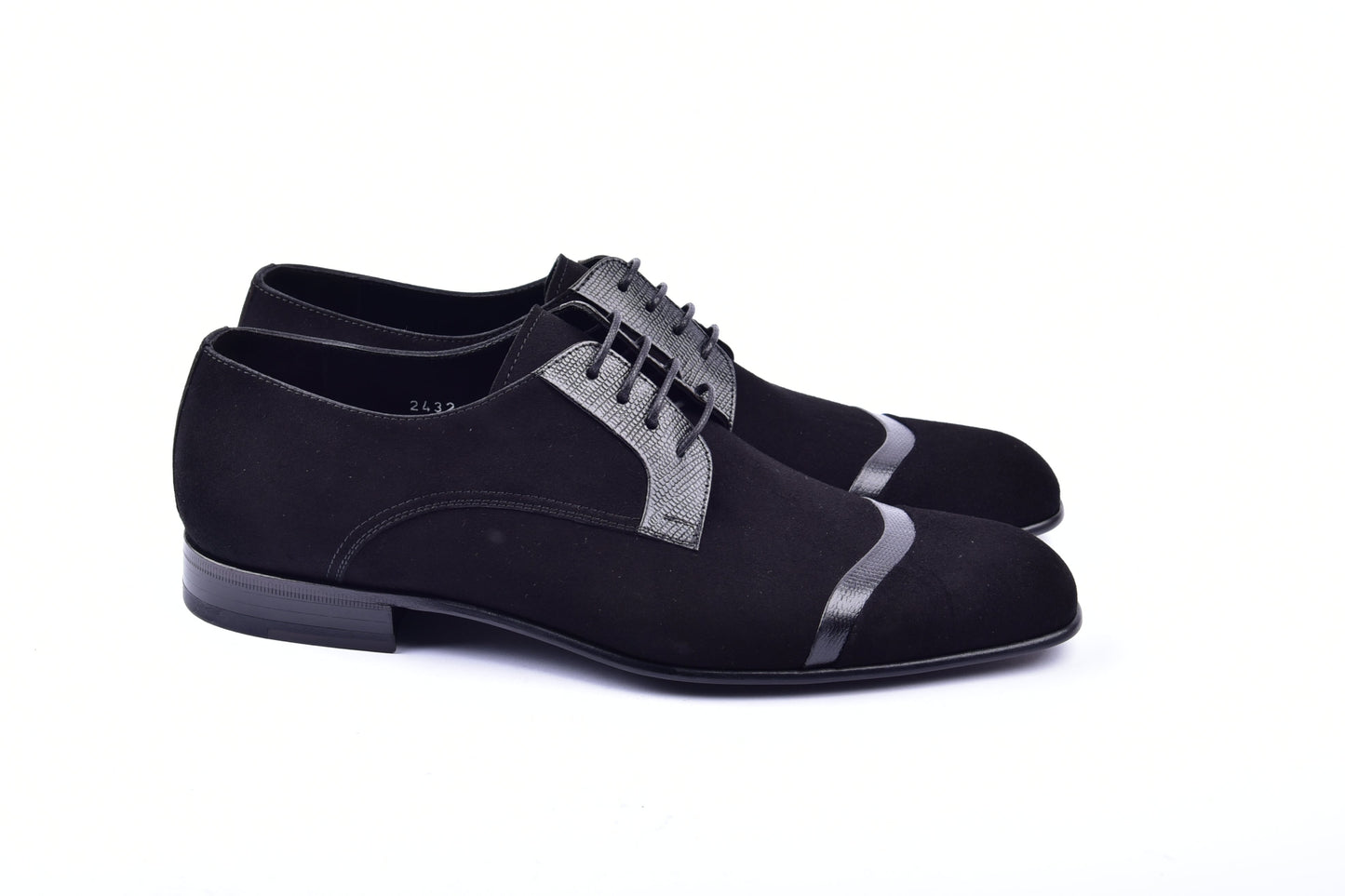 C001403-2432 Cap toe Suede and lizard- Black - Image 2