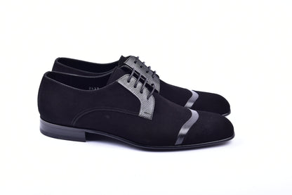 C001403-2432 Cap toe Suede and lizard- Black - Image 2