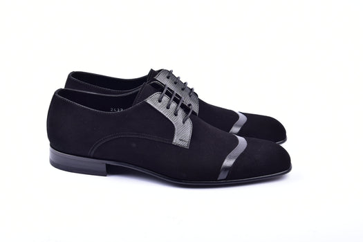 C001403-2432 Cap toe Suede and lizard- Black - Image 2