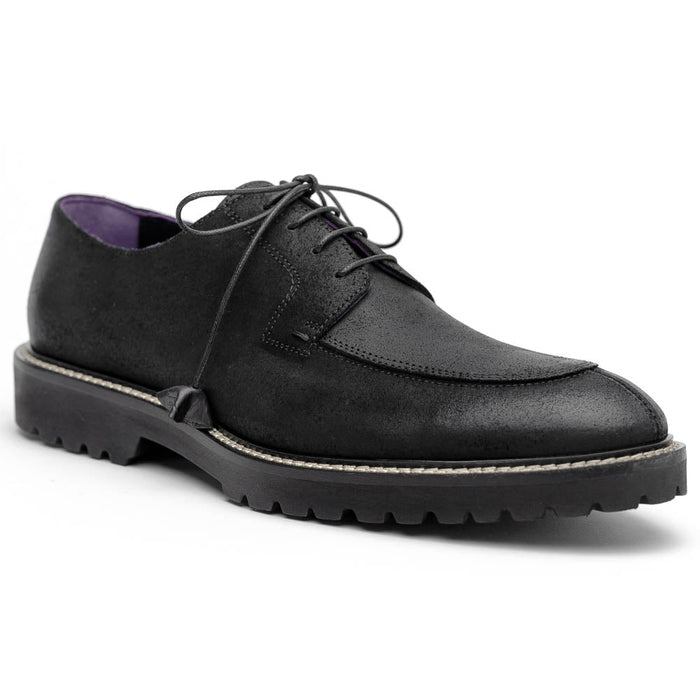 Zelli Campo Sueded Goatskin Lace-up Blucher Shoes in Black
