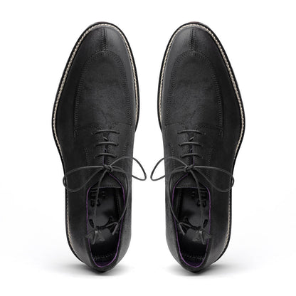 Zelli Campo Sueded Goatskin Lace-up Blucher Shoes in Black