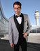 Mens Vested Wool Shawl Lapel Tuxedo in Grey
