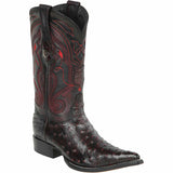 Ostrich Pointy Cowboy Boots Black Cherry