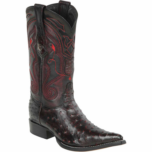 Ostrich Pointy Cowboy Boots Black Cherry