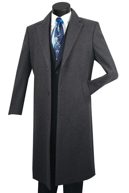 Men's Charcoal Grey Wool & Cashmere Overcoat – Classic Full Length - Image 7