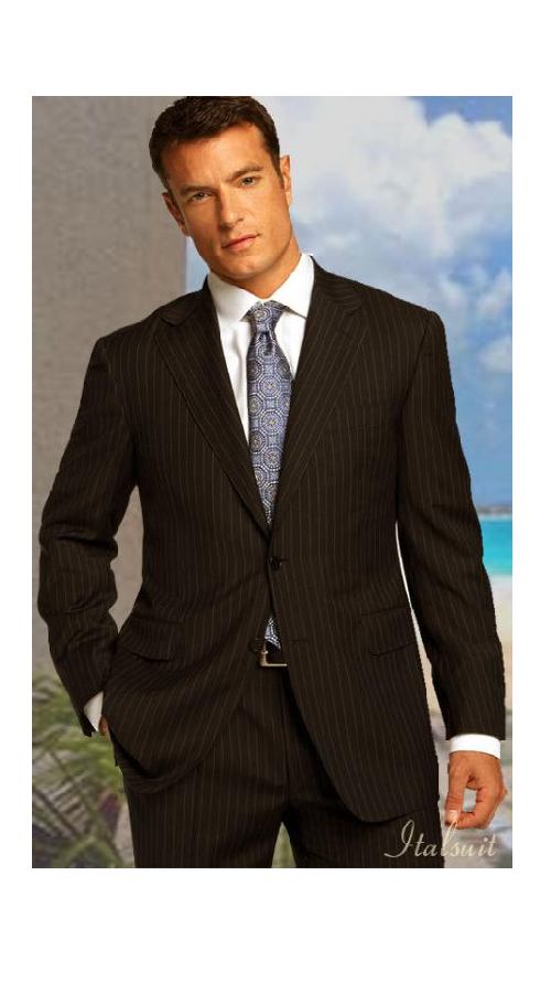 2 BUTTON COLOR BROWN WITH PINSTRIPE Men's SUIT Side VENT BACK JACKET STYLE WITH 1 PLEATED PANTS