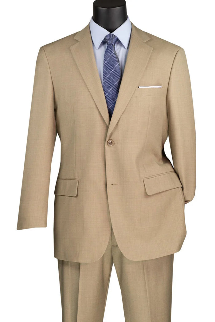 Monte Carlo Collection - Dress Suit 2 Piece 2 Button Textured Weave In Beige Modern Fit