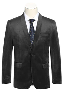 Mens Black Blazer - Mens One Button Shawl Lapel Velvet Prom Tuxedo Blazer in Black