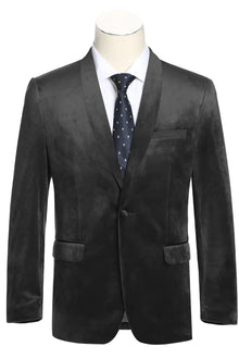 Mens Black Blazer - Mens One Button Shawl Lapel Velvet Prom Tuxedo Blazer in Black
