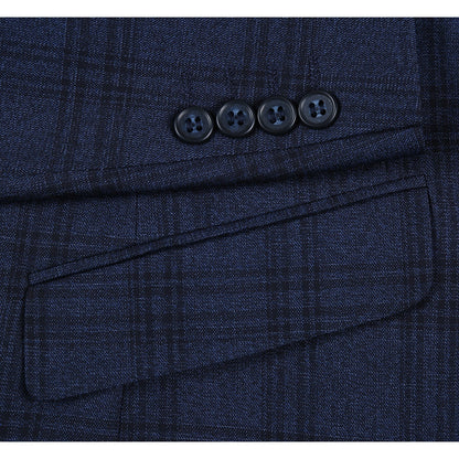 293-21 Men's Slim Fit Stretch Checked Suits - Image 6