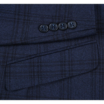 293-21 Men's Slim Fit Stretch Checked Suits - Image 6
