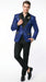 Men’s Blue Sequin Sparkle Blazer Jacket with Black Satin Lapel, Party Prom Wedding Dinner Coat