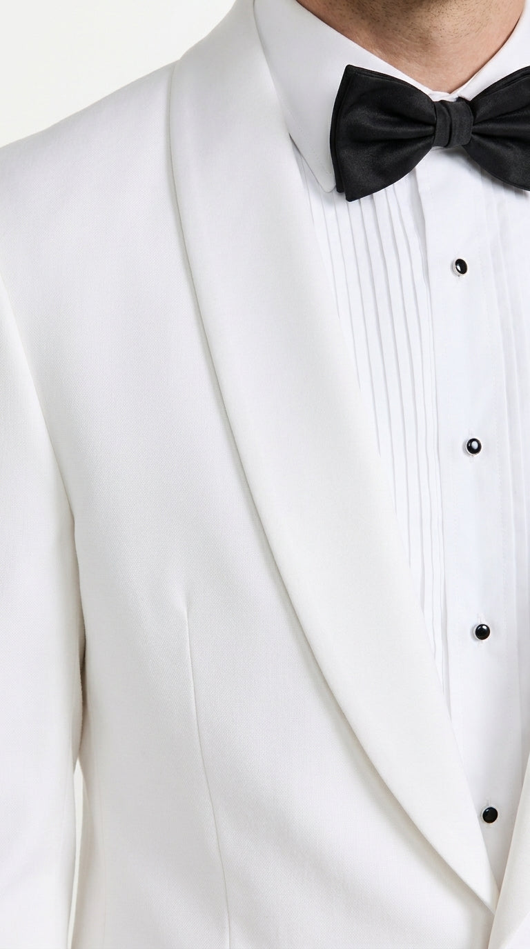 Snow White Dinner Jacket 100% Poly -  Blazer Jacket For Men Online1 Button Shawl Collar