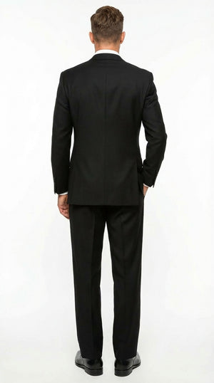 Tiglio Mens Black 3 Piece Suit – Single Button Classic Fit Pleated Wide Leg Pants Formal Business Church Suit - 100% Wool