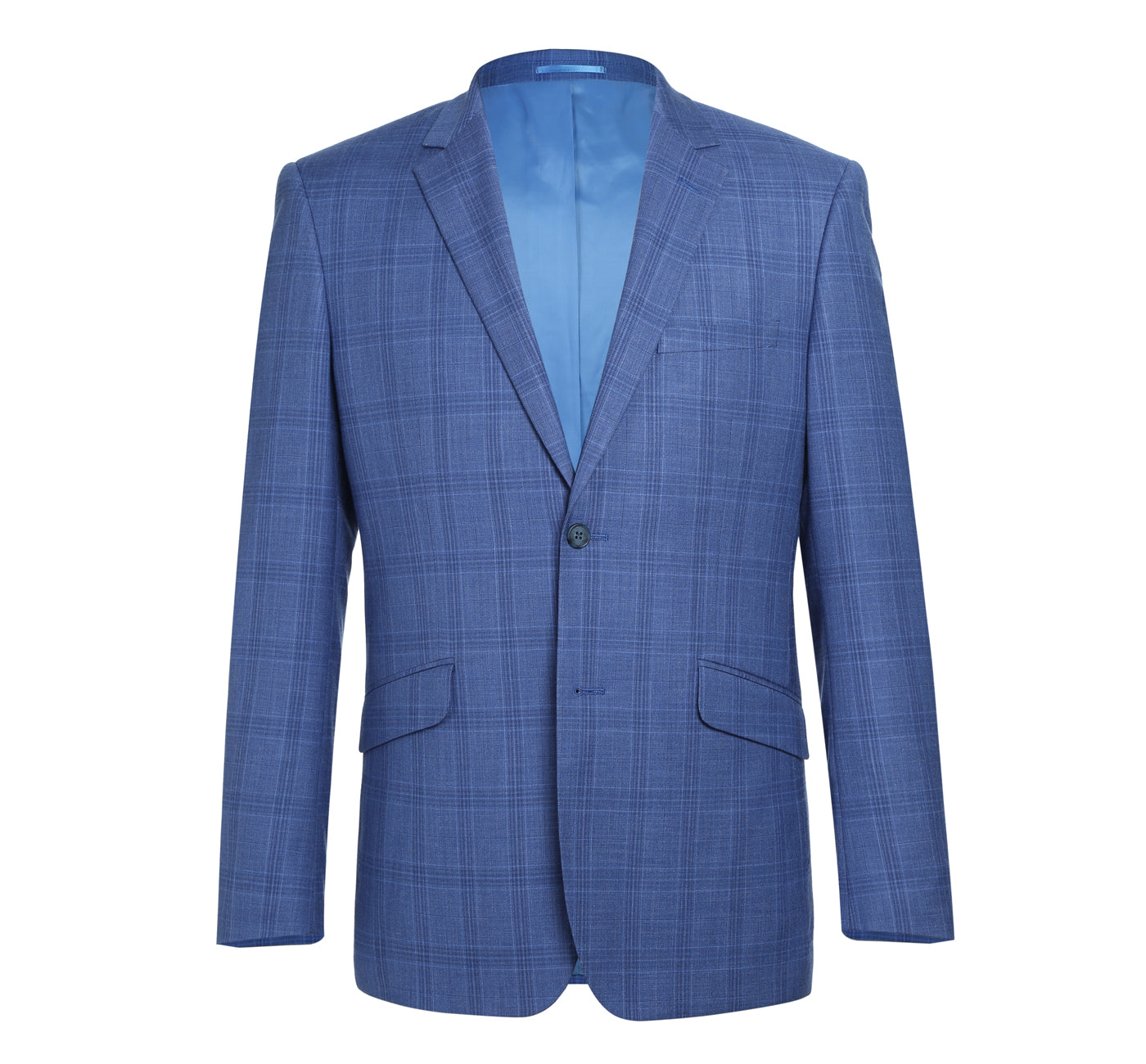 293-10 Men's 2-Piece Slim Fit Windowpane Check Dress Stretch Suit - Image 2